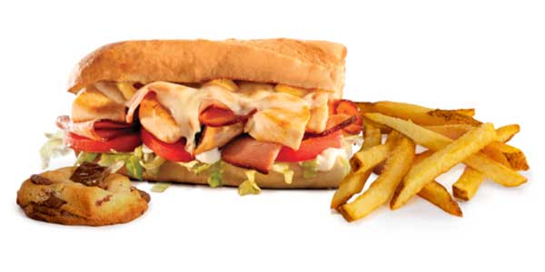 Gilled chicken cordon bleu sub kids meal