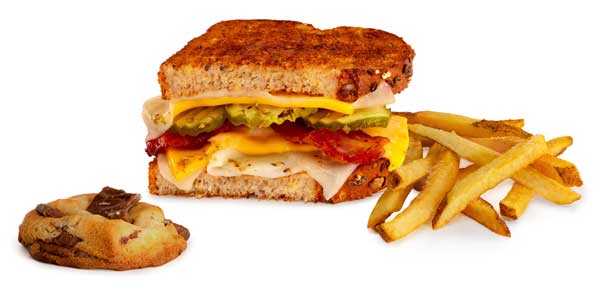 Gilled cheese and bacon sandwich kids meal