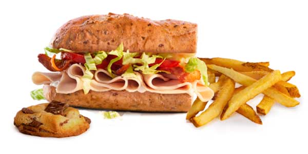 Grilled or cold turkey bacon ranch sub kids meal